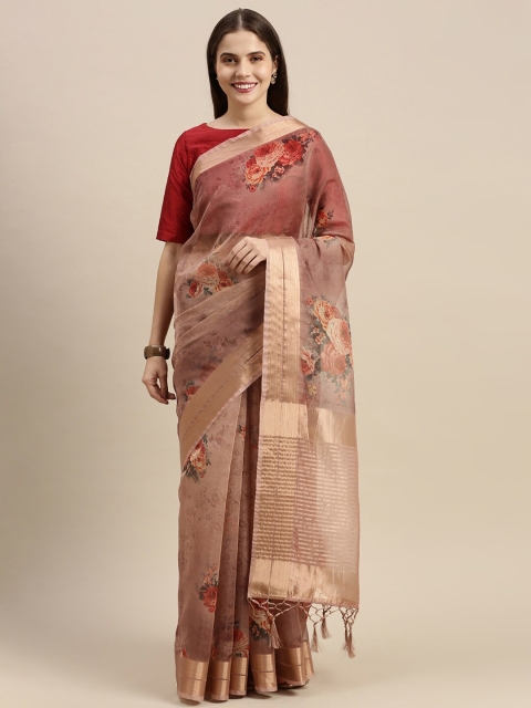 

Soch Beige & Red Floral Organza Saree