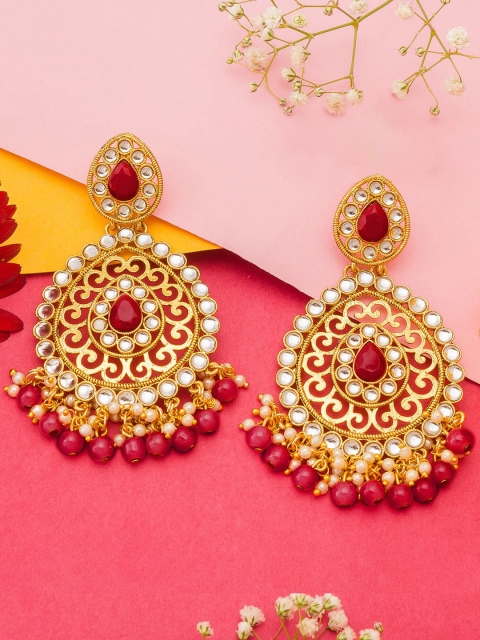 

aadita Women Gold-Toned Contemporary Pearl Drop Earrings