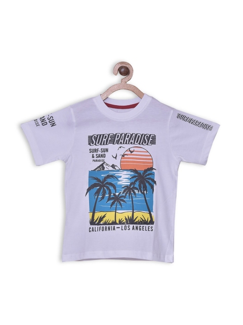 

612 league Boys White Graphic Printed Tropical T-shirt