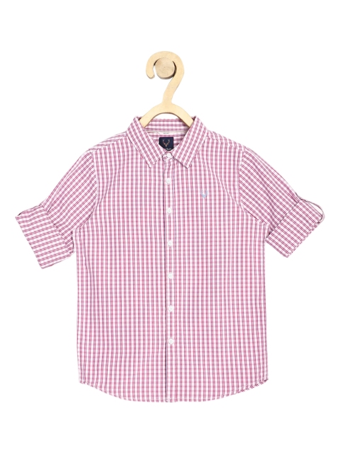 

Allen Solly Junior Boys Pink Slim Fit Checked Pure Cotton Casual Shirt