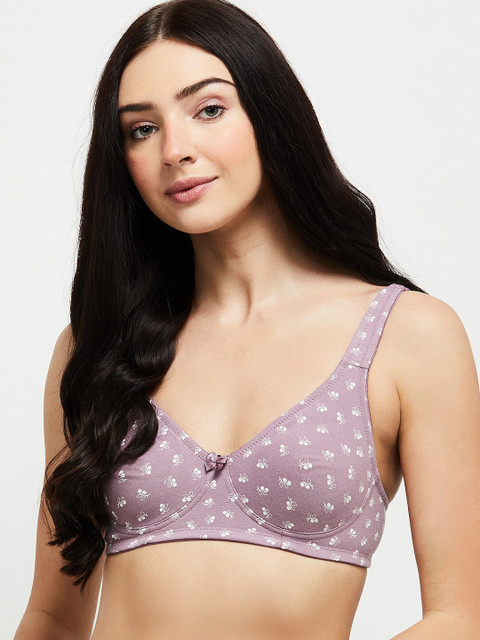 

max Mauve & White Floral Print Everyday Full Coverage Bra SU21SCB07CAORCHID