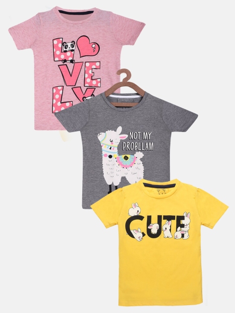 

Lazy Shark Girls Multicoloured Typography 3 Printed T-shirt, Multi