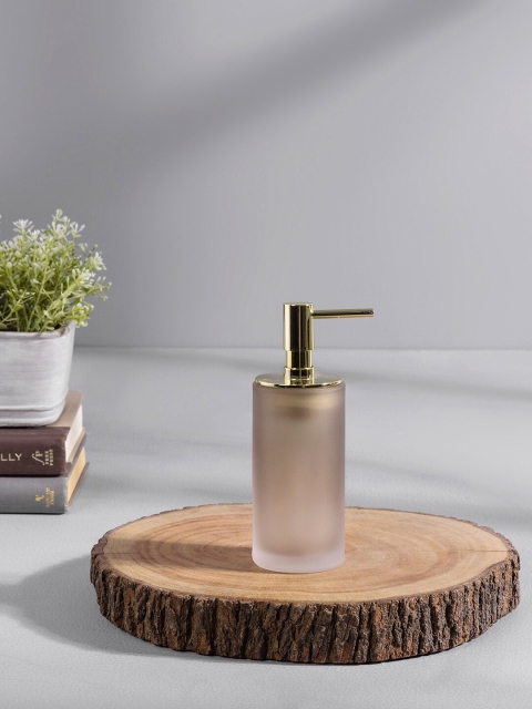 

Pure Home and Living Grey & Gold-Toned Solid Glass Soap Dispenser