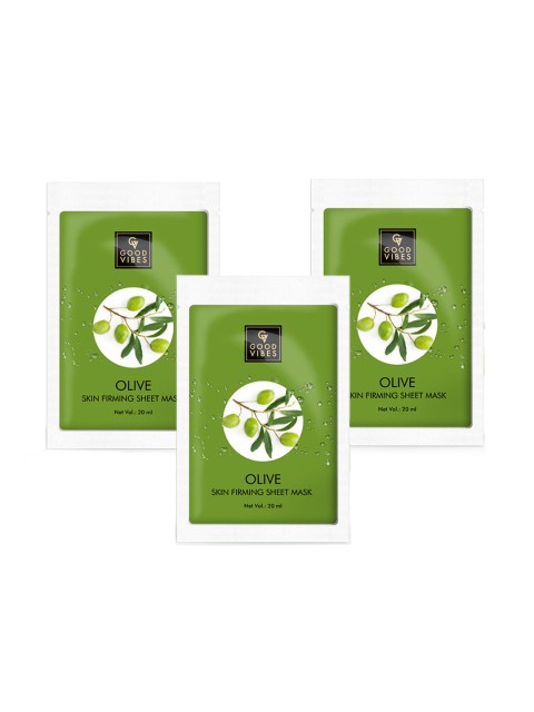 

Good Vibes Pack of 3 Olive Skin Firming Sheet Masks 60 ml, Transparent