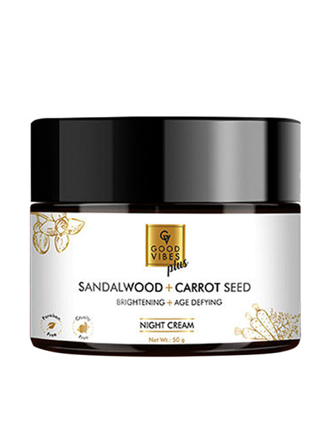 

Good Vibes Plus Sandalwood + Carrot Seed Brightening + Age Defying Night Cream (50 gm), Transparent