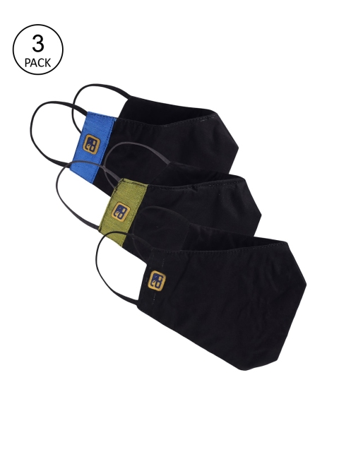 

Balista Adults Pack Of 3 Black Solid 4-Ply Reusable Cotton Cloth Masks