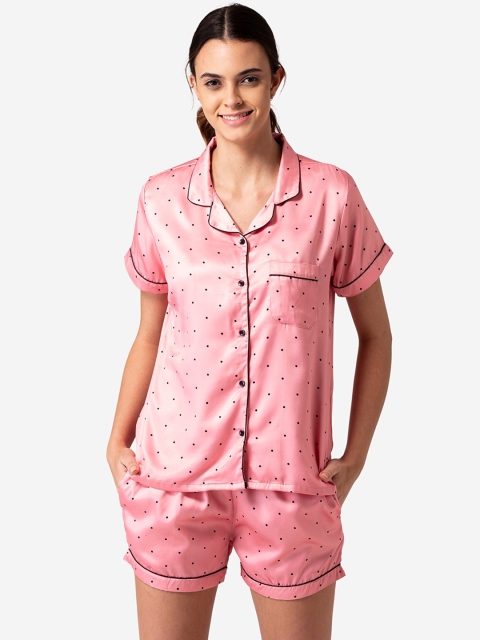 

Bellofox Women Peach-Coloured & Black Printed Night suit