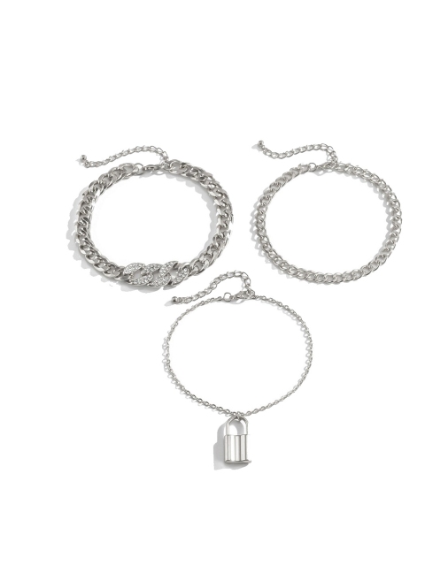 

YoungWildFree Women Silver Plated Oxidised Anklet