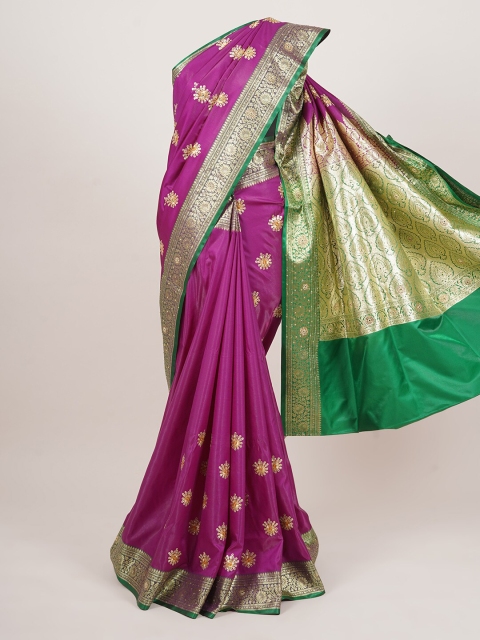 

Pothys Purple & Green Woven Design Art Silk Banarasi Saree
