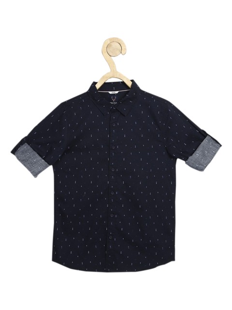 

Allen Solly Junior Boys Navy Blue Slim Fit Printed Casual Shirt