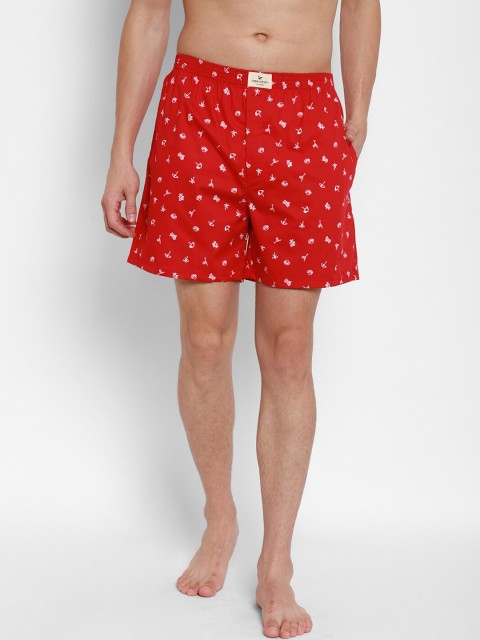 

cape canary Men Red & White Printed Cotton Boxers CCAMBXUMBRLA