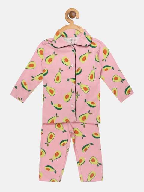 

Lazy Shark Girls Pink & Yellow Printed Night suit