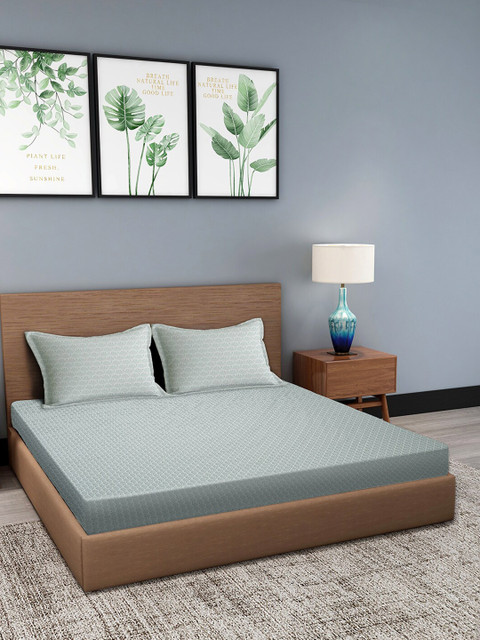 

Trident Grey Floral 144 TC Queen Bedsheet with 2 Pillow Covers