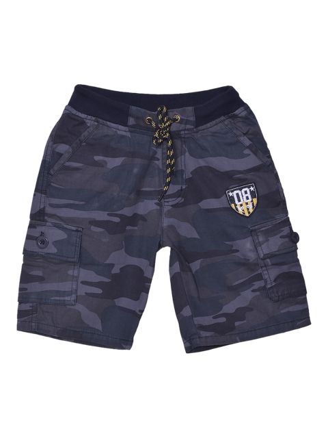 

612 league Boys Navy Blue Camouflage Printed Mid-Rise Cargo Shorts