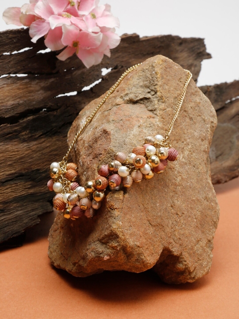 

NEUDIS Beige & Dusty Pink Beaded Handcrafted Choker Necklace