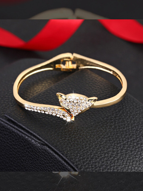 

YoungWildFree Women Gold-Plated & Transparent Brass Cubic Zirconia Bangle-Style Bracelet
