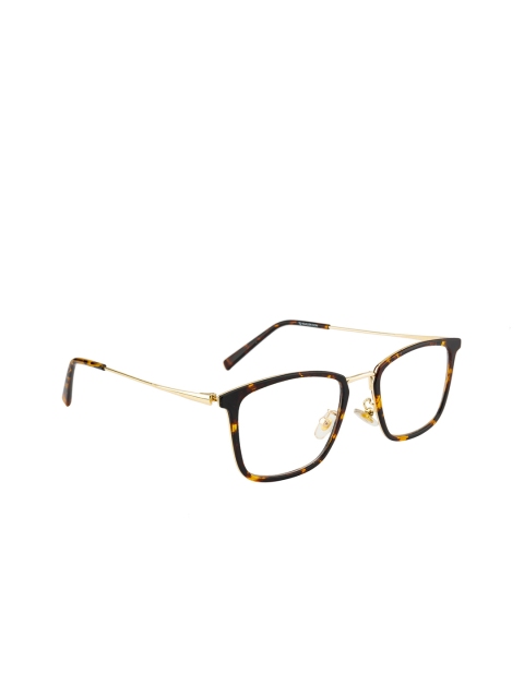 

Ted Smith Unisex Gold-Toned & Brown Tortoise Shell Full Rim Wayfarer Frames