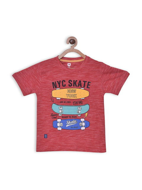 

612 league Boys Red & Blue Printed T-shirt