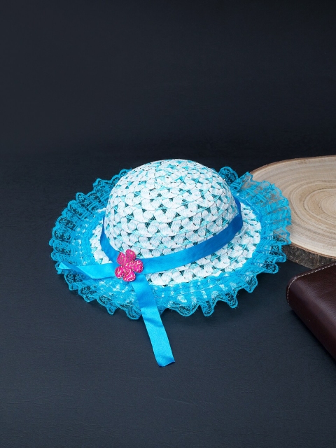 

Golden Peacock Kids Blue & White Woven-Design Sustainable Sun Hat