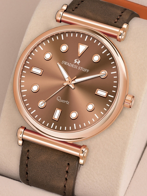 

SWADESI STUFF Brown Dial & Brown Leather Straps Analogue Watch FOX 550 BROWN