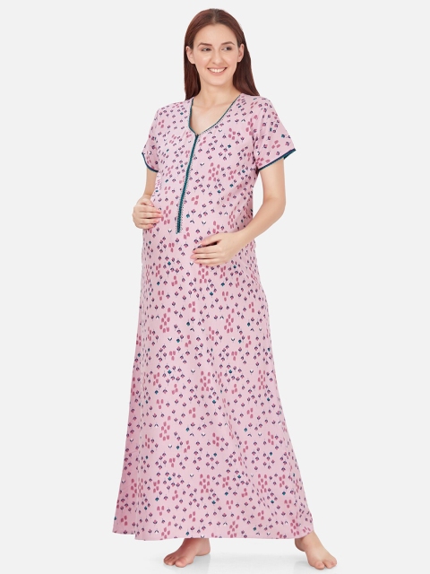 

Sand Dune Printed Alpine Maternity & feeding Nightdress, Pink