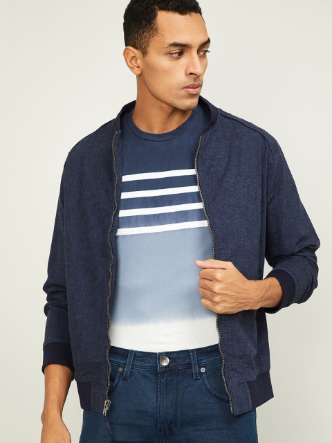 

Bossini Men Navy Blue Denim Jacket with Patchwork