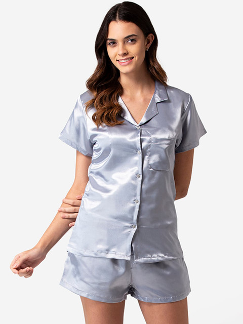 

Bellofox Women Grey Satin Night Suit