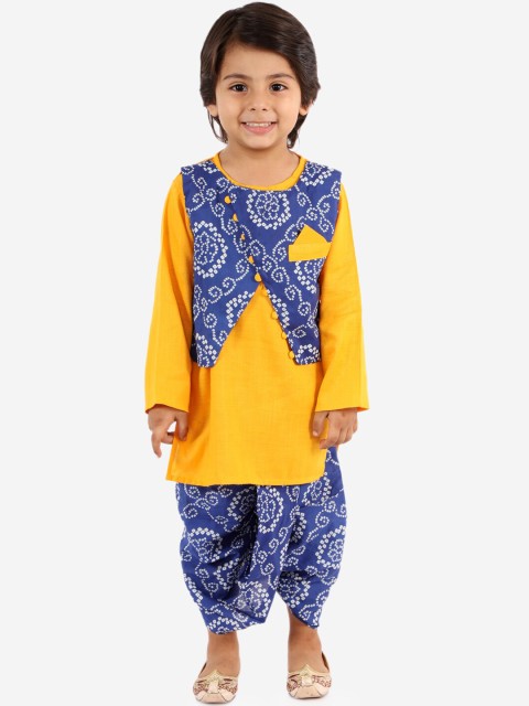

KID1 Boys Blue Floral Pure Cotton Kurta with Dhoti Pants