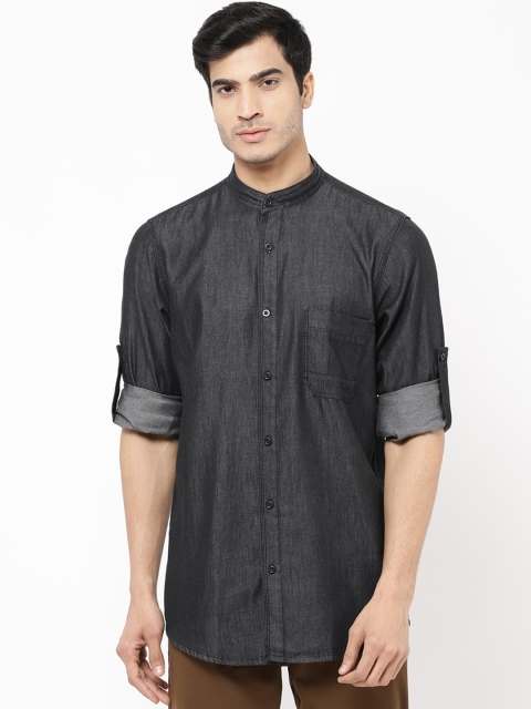 

STROP Men Black Denim Solid Regular Fit Casual Shirt