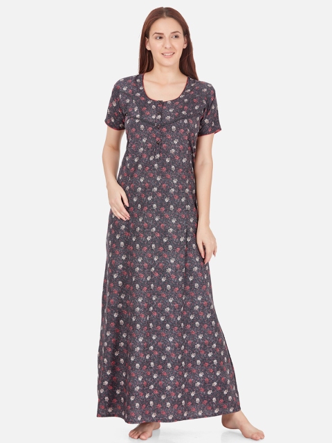 

Sand Dune Printed Maternity & feeding Nightdress, Black
