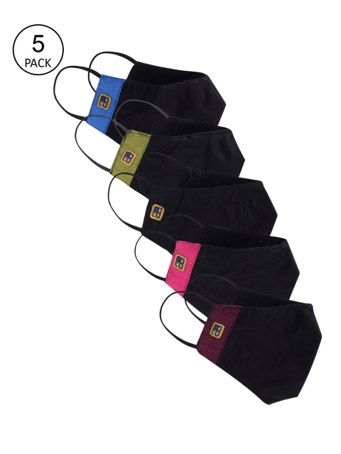 

Balista Adults Pack Of 5 Black Solid 4-Ply Reusable Cloth Masks