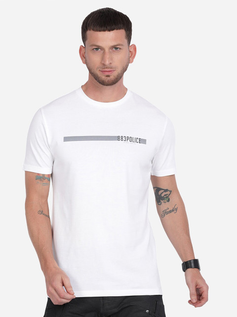 

883 Police Men White Typography T-shirt