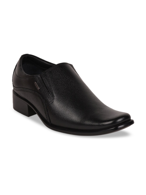 

Liberty Men Black Solid Leather Formal Slip-Ons