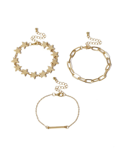 

YoungWildFree Women 3 Gold-Toned Brass Gold-Plated Link Bracelet