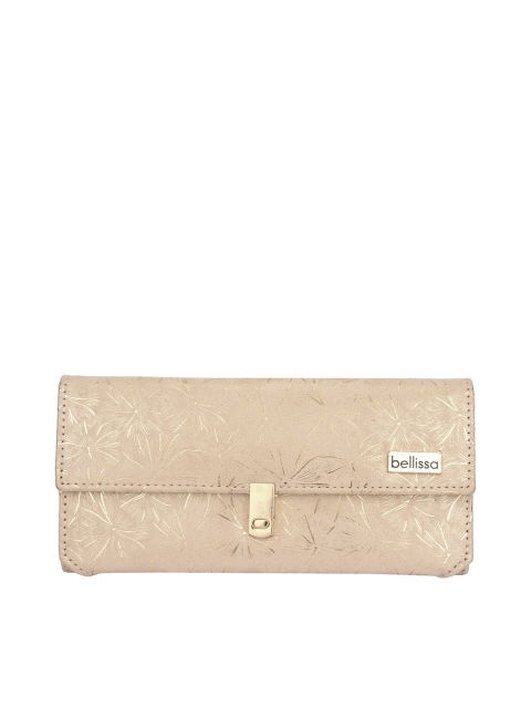 

Bellissa Women Cream-Coloured Woven Design Textured PU Two Fold Wallet