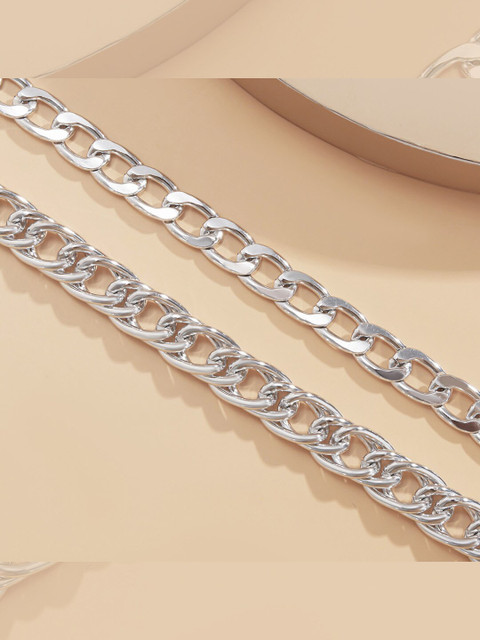 

YoungWildFree Set of 2 Silver-Plated Oxidised Anklet