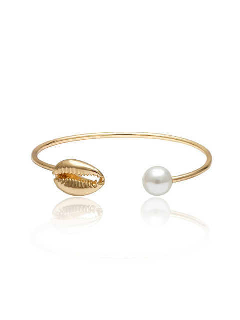 

YoungWildFree Women Gold-Plated & White Brass Gold-Plated Cuff Bracelet