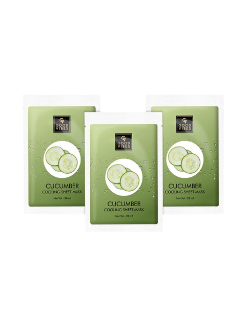 

Good Vibes Cucumber Cooling Sheet Mask (20 ml) - (Pack of 3), Transparent