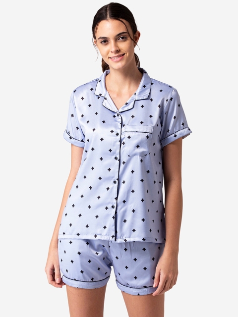 

Bellofox Women Grey & Black Printed Night suit
