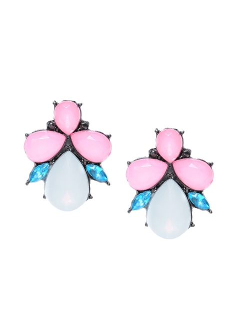 

OOMPH Pink & Blue Floral Studs Earrings