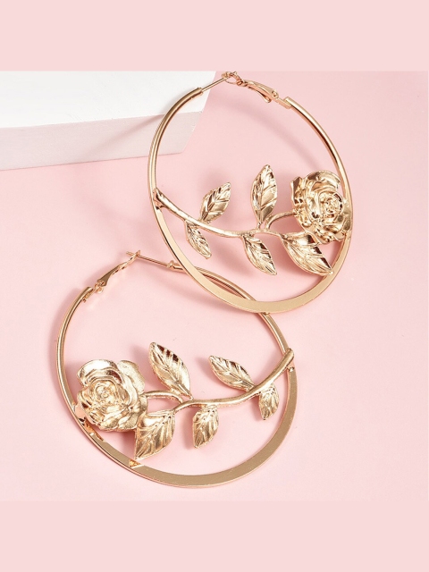 

YoungWildFree Gold-Toned Floral Hoop Earrings