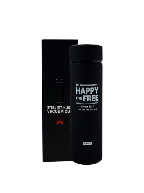 

iSWEVEN Unisex Black Solid Stainless Steel Double Wall Vacuum Insulated Leak Proof Sports Bottle Wide Mouth 500ml