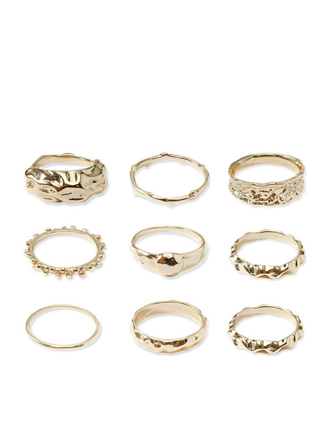 

YoungWildFree Set Of 9 Gold-Plated Luxury Finger Ring