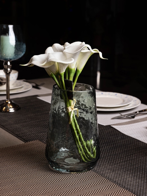 

Pure Home and Living Green & Transparent Textured Glass Flower Vase