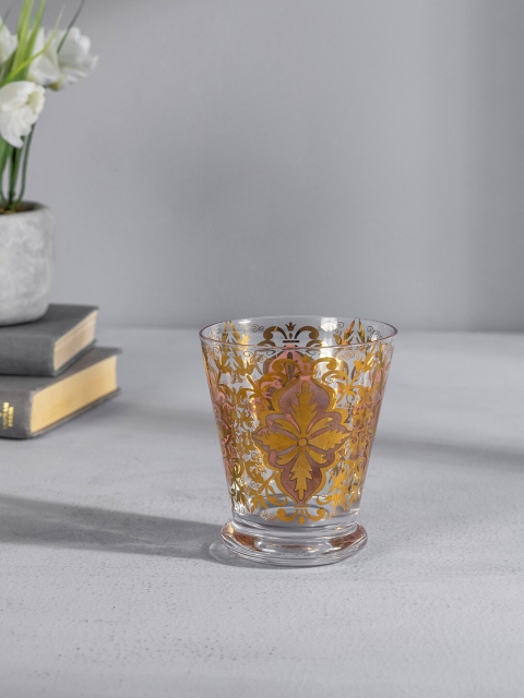 

Pure Home and Living Set Of 6 Pink & Gold-Toned Moroccan Floral Tumblers