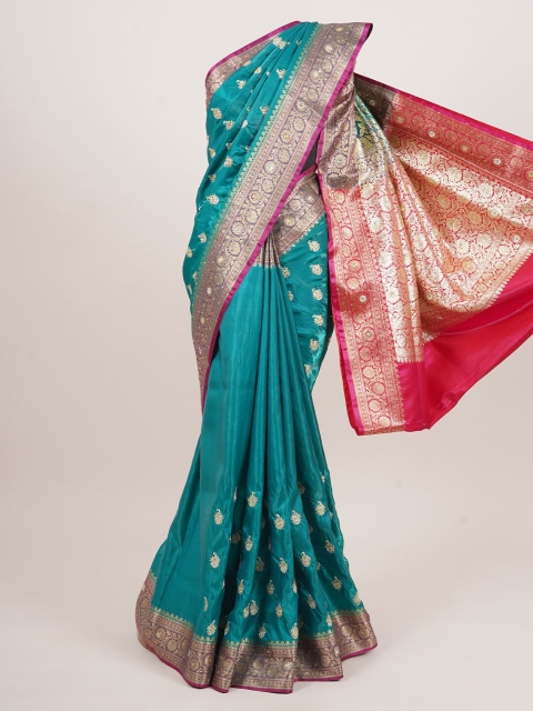 

Pothys Green & Gold Woven Design Art Silk Banarasi Saree