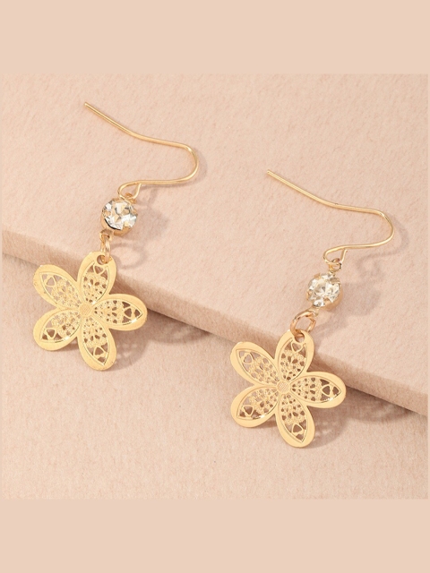 

YoungWildFree Gold-Toned Floral Drop Earrings