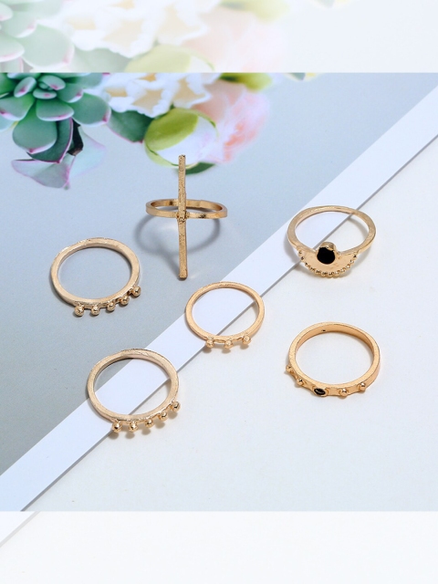 

YoungWildFree Women Set of 6 Gold-Toned Rings