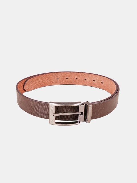 

TnW Men Brown Textured Leather Belt