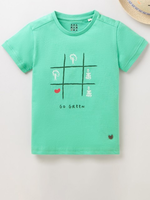 

Ed-a-Mamma Kids Green Printed T-shirt